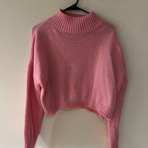 Pink mock neck cropped sweater